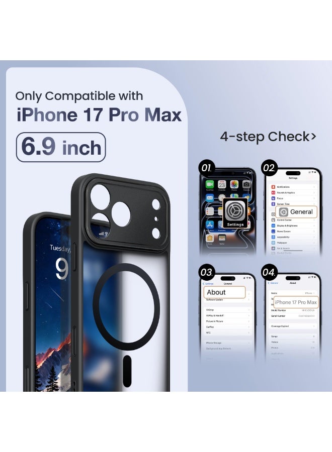 GolbinBox for iPhone 17 Pro Max Case with Stand,Compatible with MagSafe,[Camera Control][Military Drop Protection] Shockproof Slim Translucent Matte Phone Cover for iPhone 17 Pro Max 6.9",Black - Image 2